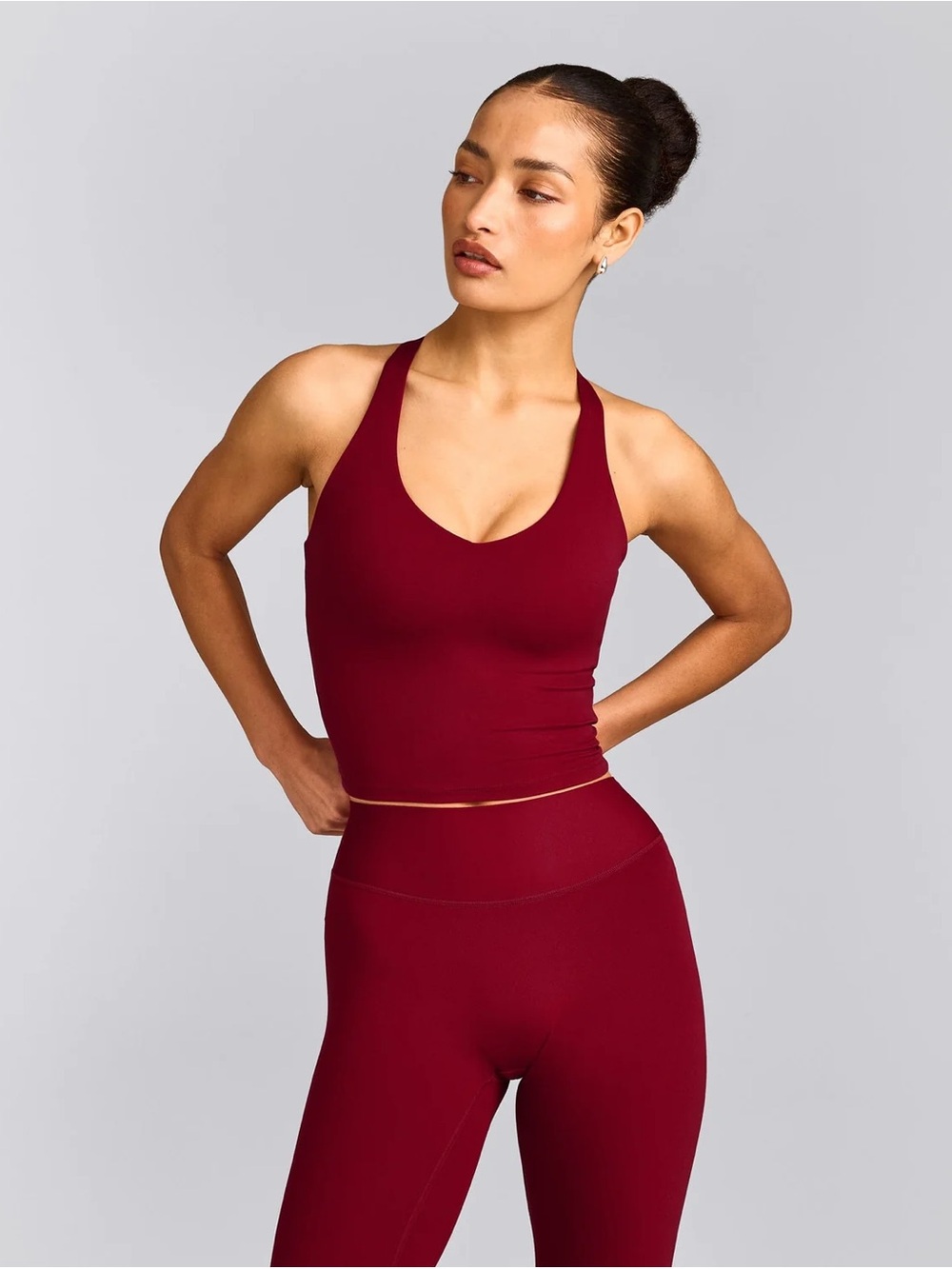 Oner Softmotion Racerback mid tank top with built in shelf bra with gray logo
